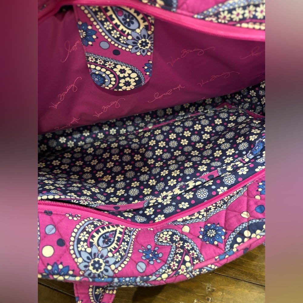 Vera Bradley Weekender Travel Bag in “Boysenberry” Purple and Blue Paisley - Picture 9 of 14